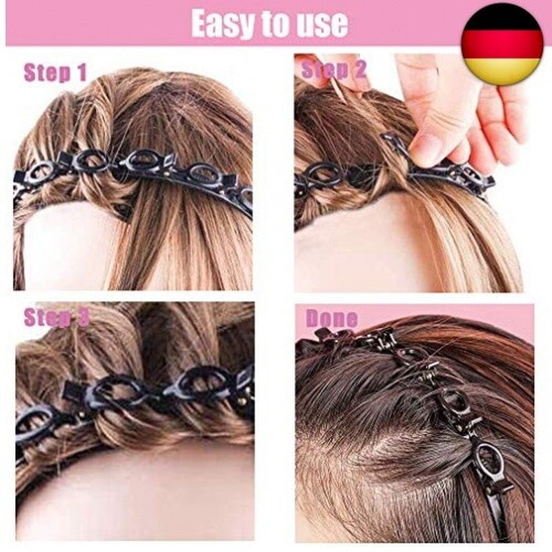 Haarreifen Mit Klammern, 2 Stück Hair Twister Haarreifen, Double Bangs