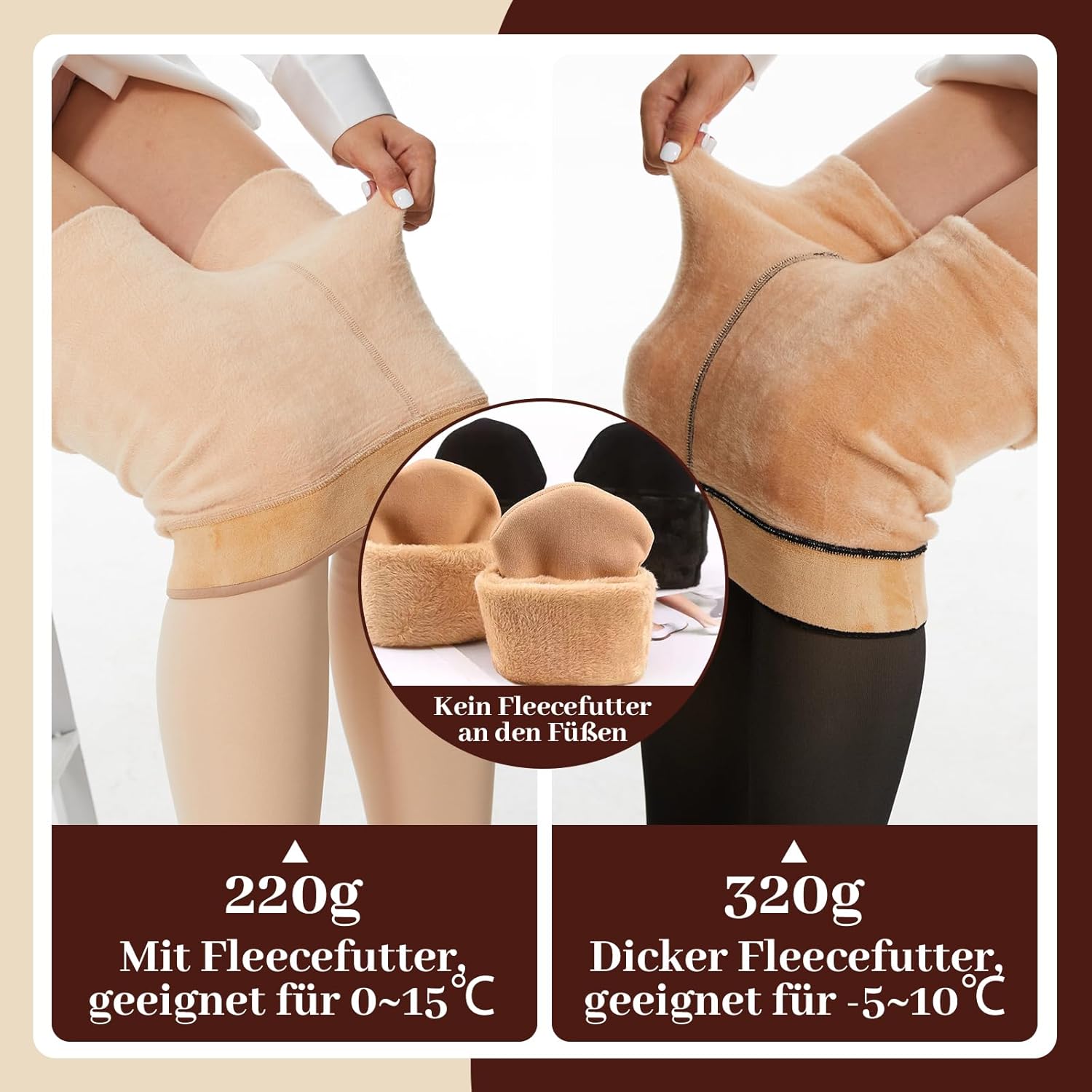 FOTOCITI Thermo Strumpfhose Damen Winter Gefütterte Strumpfhose Mit Fleece Bauchweg Warme Gefälschte Durchscheinend Thermostrumpfhosen Dicke Plüsch Pantyhose