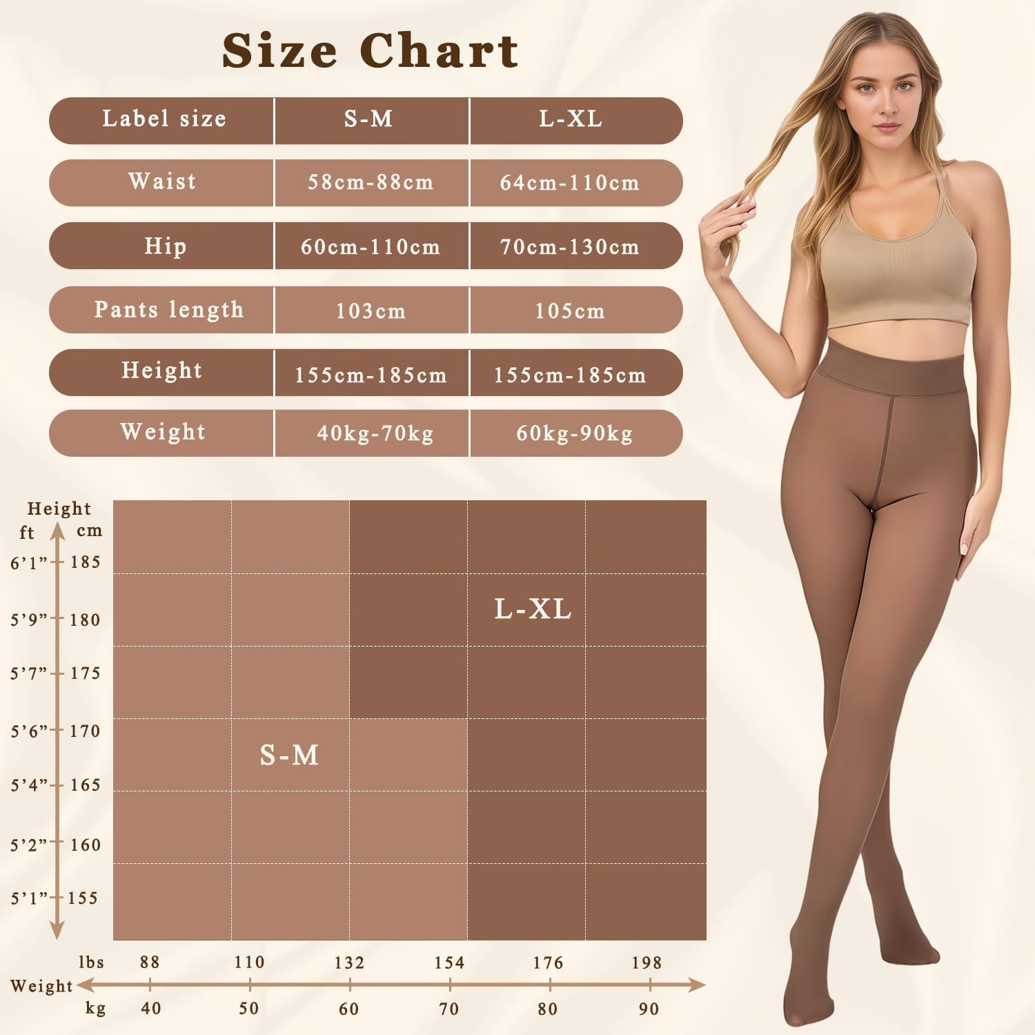 Thermo Strumpfhose Damen Strumpfhosen Winter Gefütterte Strumpfhose Thermostrumpfhose Warme Strumpfhosen Winterstrumpfhose Damen Große Größen Fleece Durchscheinend Plüschstrümpfe Braun Und Schwarz