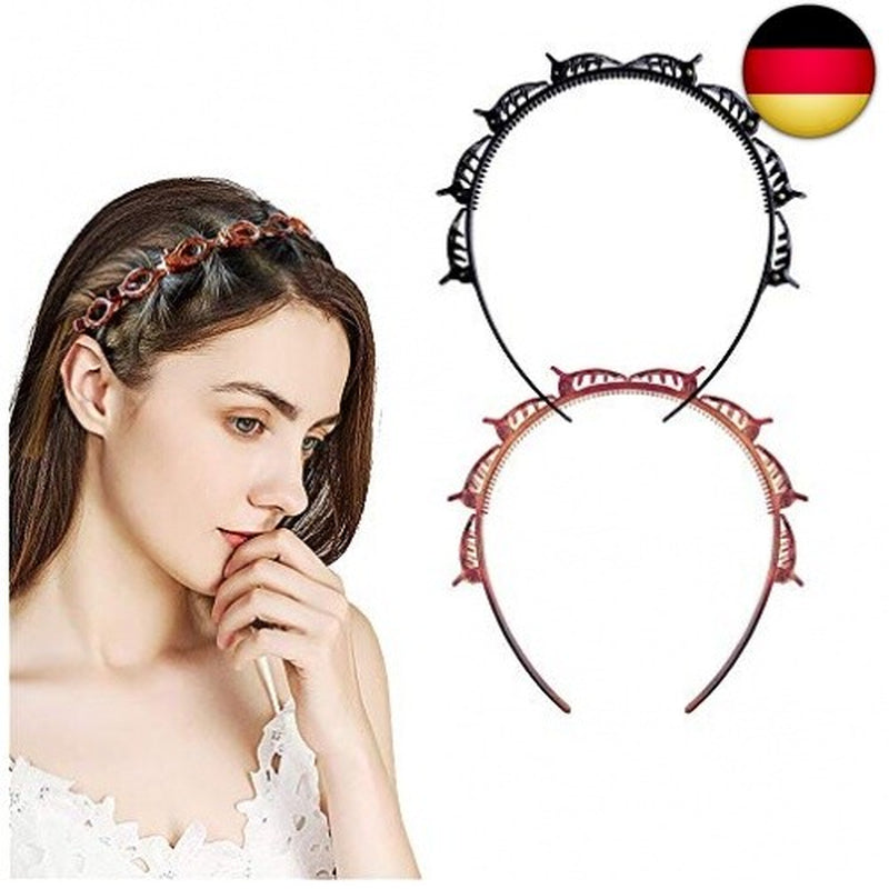 Haarreifen Mit Klammern, 2 Stück Hair Twister Haarreifen, Double Bangs