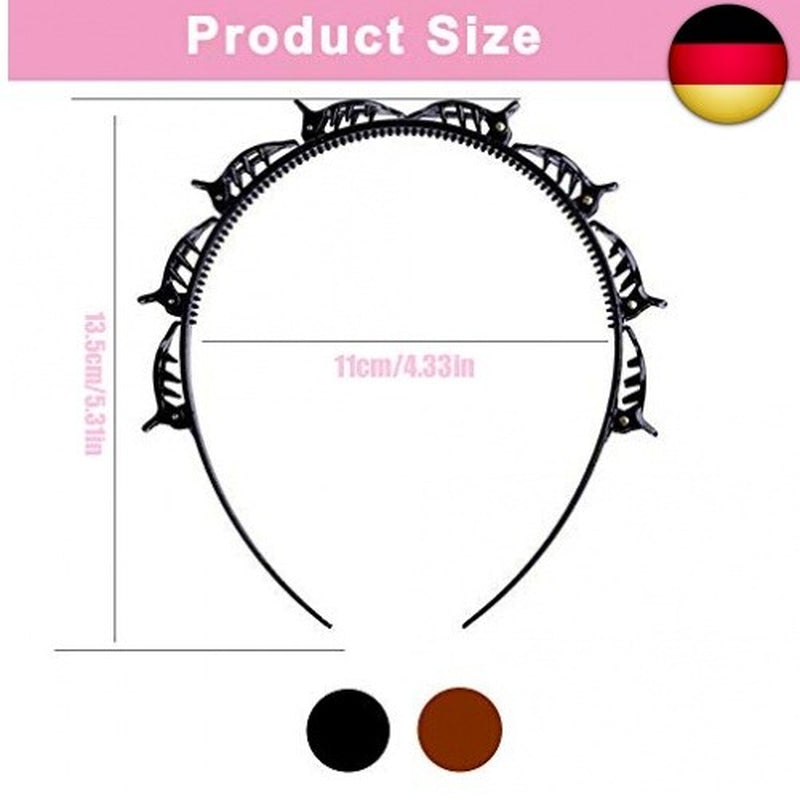 Haarreifen Mit Klammern, 2 Stück Hair Twister Haarreifen, Double Bangs