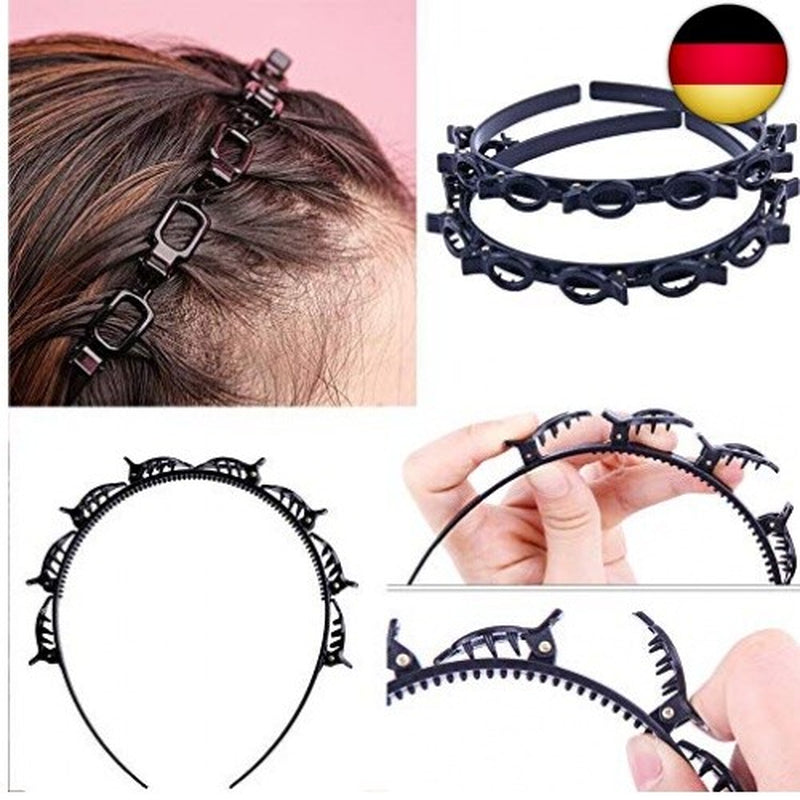 Haarreifen Mit Klammern, 2 Stück Hair Twister Haarreifen, Double Bangs