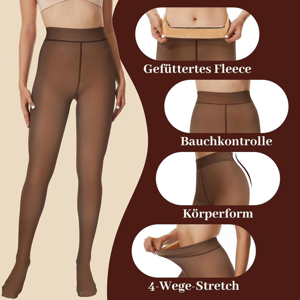 Thermo Strumpfhose Damen Strumpfhosen Winter Gefütterte Strumpfhose Thermostrumpfhose Warme Strumpfhosen Winterstrumpfhose Damen Große Größen Fleece Durchscheinend Plüschstrümpfe Braun Und Schwarz
