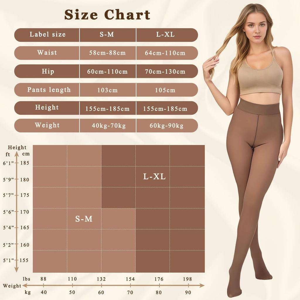 Thermo Strumpfhose Damen Strumpfhosen Winter Gefütterte Strumpfhose Thermostrumpfhose Warme Strumpfhosen Winterstrumpfhose Damen Große Größen Fleece Durchscheinend Plüschstrümpfe Braun Und Schwarz